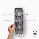 DrawerStore™ Compact Tiered Cutlery Organiser In Stone