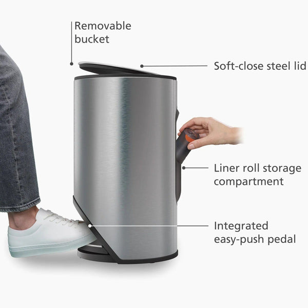 Joseph Joseph Arc™ 10L Easy-push Stainless-steel Pedal Bin