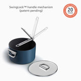 Joseph Joseph Space Folding Handle Ceramic Non-stick 3-piece Blue Saucepan Set
