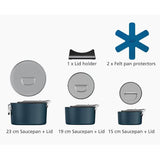 Joseph Joseph Space Folding Handle Ceramic Non-stick 3-piece Blue Saucepan Set
