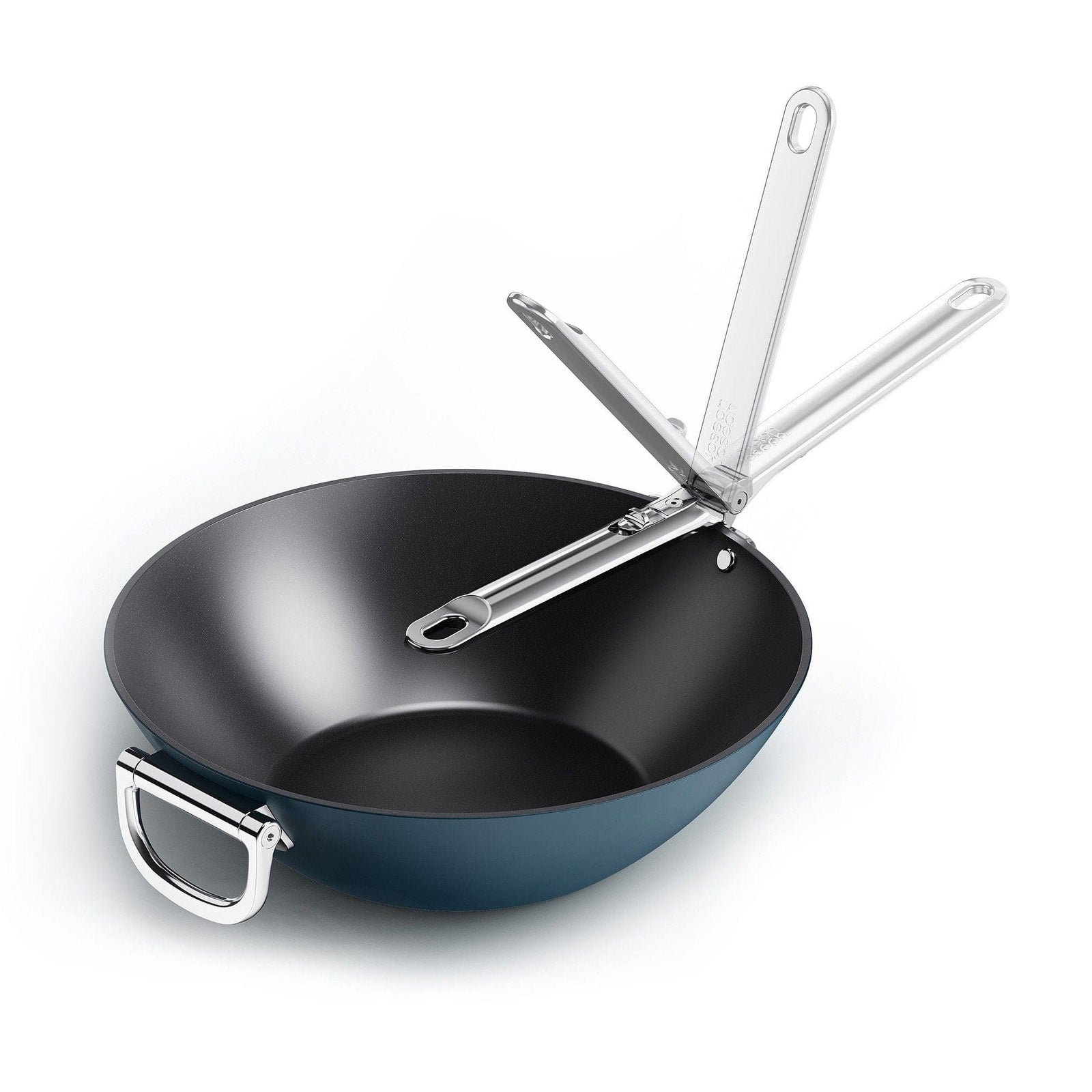 USAKO✾ Joseph Joseph Space Folding Handle Ceramic Non-stick 32cm Blue Wok