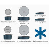 Joseph Joseph Space Folding Handle Ceramic Non-stick 6-piece Blue Cookware Set