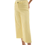 Featherweave Denim Wide Leg Cropped Jeans In Mellow Yellow