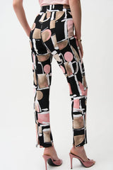Joseph Ribkoff Abstract Print Pant In Black Multi