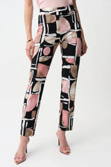 Joseph Ribkoff Abstract Print Pant In Black Multi