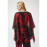 Joseph Ribkoff Abstract Print Poncho Top In Red