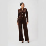 Joseph Ribkoff Bonded Velvet Fitted Blazer In Mahogany