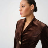 Joseph Ribkoff Bonded Velvet Fitted Blazer In Mahogany