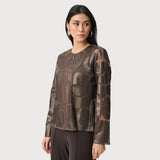 Joseph Ribkoff Chic Abstract Zipper Jacket Style In Bronze