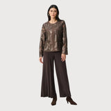 Joseph Ribkoff Chic Abstract Zipper Jacket Style In Bronze