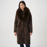 Joseph Ribkoff Detachable Faux-Fur Shawl Collar Coat In Mocha