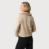 Joseph Ribkoff Foiled Faux Suede Jacket Style In Taupe