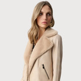 Joseph Ribkoff Foiled Faux Suede Jacket Style In Taupe