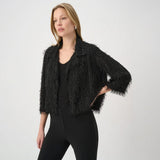 Joseph Ribkoff Fringed Cropped Blazer In Black