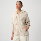 Joseph Ribkoff Hooded Animal Print Sweater In Cream