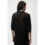 Joseph Ribkoff Knit Lace Polo Top In Black