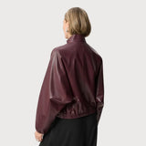 Joseph Ribkoff Mock-neck Bomber Jacket Style In Burgundy