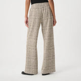Joseph Ribkoff Plaid Boucle Wide-Leg Pants In Beige