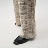 Joseph Ribkoff Plaid Boucle Wide-Leg Pants In Beige