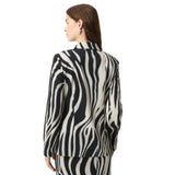 Joseph Ribkoff Rhinestone Trim Zebra Print Blazer In Black
