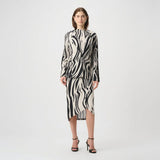 Joseph Ribkoff Rhinestone Trim Zebra Print Blazer In Black