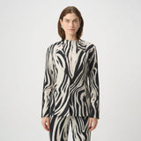 Joseph Ribkoff Rhinestone Trim Zebra Print Blazer In Black