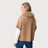 Joseph Ribkoff Short Cape With Fur Collar Style In Camel