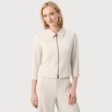 Joseph Ribkoff Textured Knit Jacquard Boxy Jacket  In Moonstone