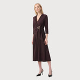 Joseph Ribkoff V-neck Belted Midi Dress In Berry