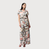 Joseph Ribkoff Wide-leg Abstract Trousers Style In Vanilla Multi