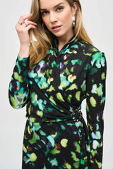 Joseph Ribkoff Wrap Dress In Black Multi