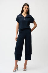 Joseph Ribkoff Zip Top Polo In Midnight Blue