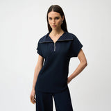 Joseph Ribkoff Zip Top Polo In Midnight Blue