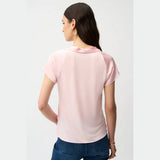 Recycled Satin Top With Cowl Neckline In Petal Pink