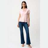 Recycled Satin Top With Cowl Neckline In Petal Pink