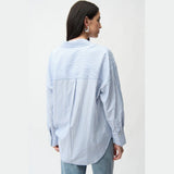 Joseph Ribkoff Tencel Stripe Print Boxy Blouse In Blue
