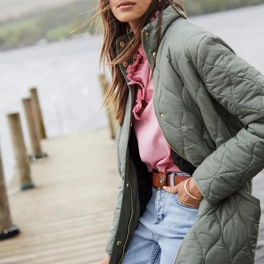 Joules green quilted jacket shop