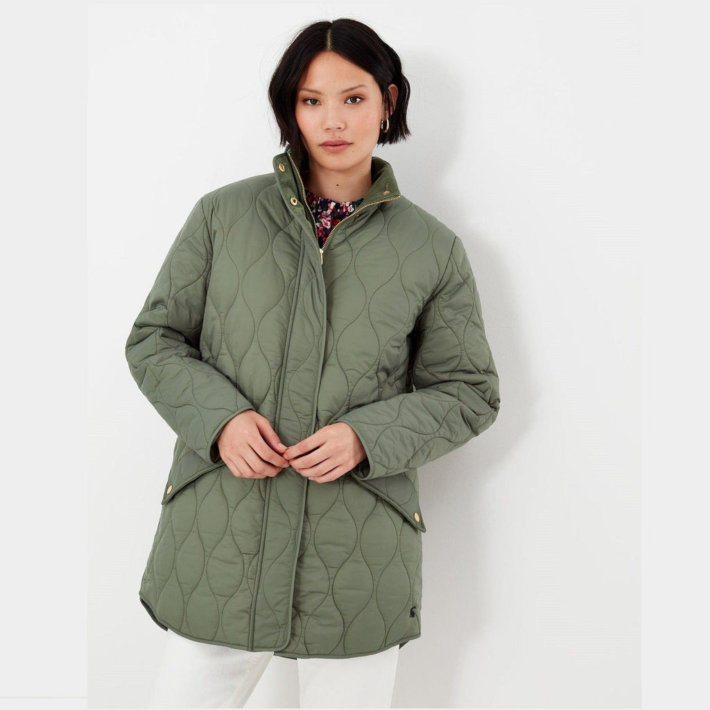 Joules Rosedale Mid Length Quilted Coat Green