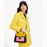 Kate Spade Katy Colorblocked Suede Medium Top-handle Bag in Black Multi