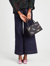 Kate Spade Sam Icon Candy Gem Embellished Satin Small Tote In Black