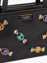 Kate Spade Sam Icon Candy Gem Embellished Satin Small Tote In Black
