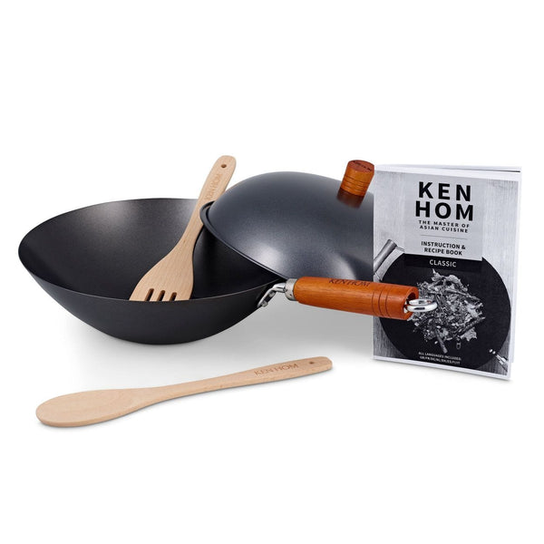 Ken Hom Classic 31cm Non Stick Carbon Steel 5 Piece Wok Set