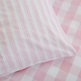 Little Bianca Bedding Check and Stripe Cotton Reversible Duvet Cover Set with Pillowcase Pink