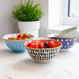 KitchenCraft Blue Floral Geometric Print Ceramic Bowls