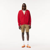 Lacoste Slim Fit Stretch Cotton Bermuda Shorts in Beige