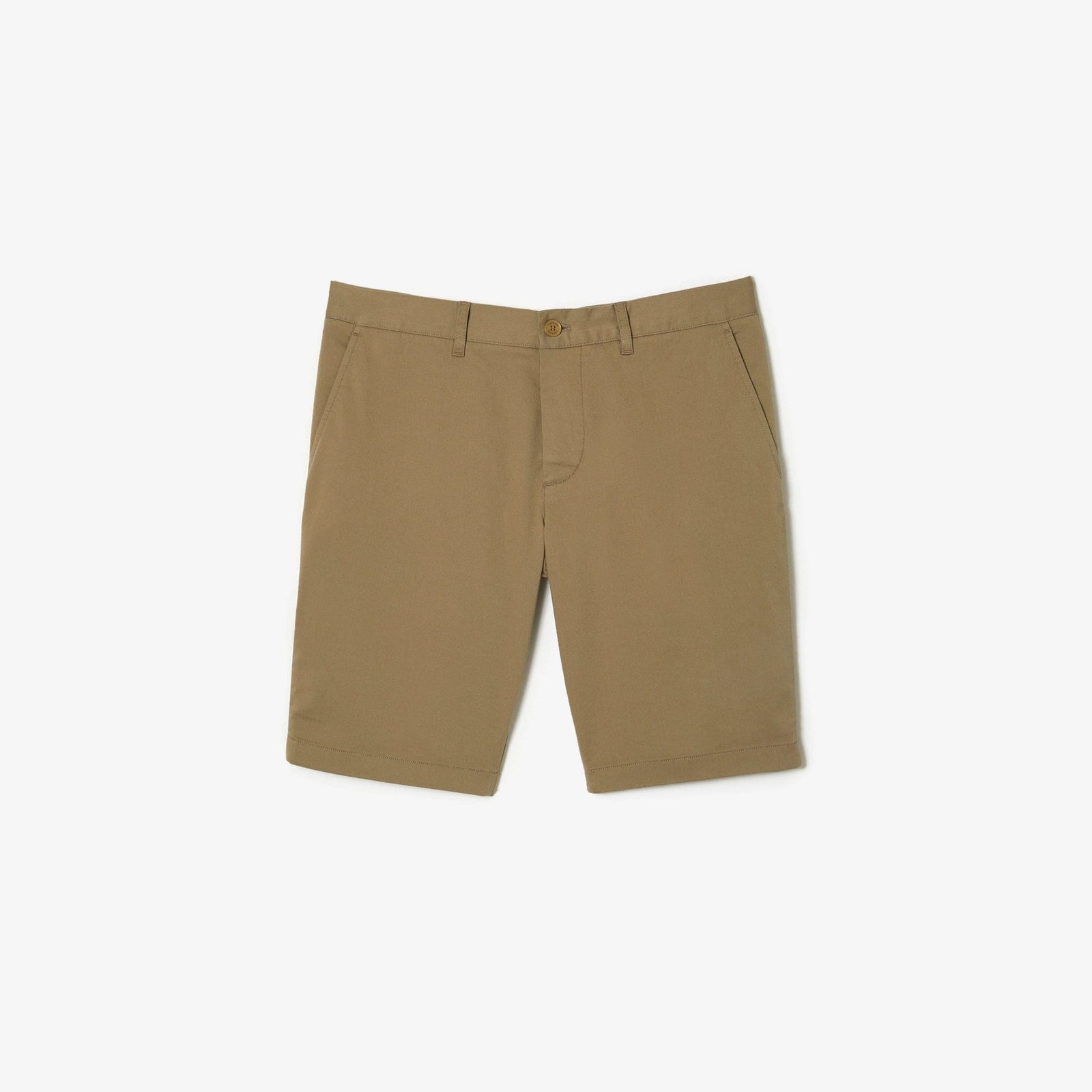 Lacoste Slim Fit Stretch Cotton Bermuda Shorts in Beige