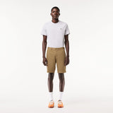 Lacoste Slim Fit Stretch Cotton Bermuda Shorts in Beige