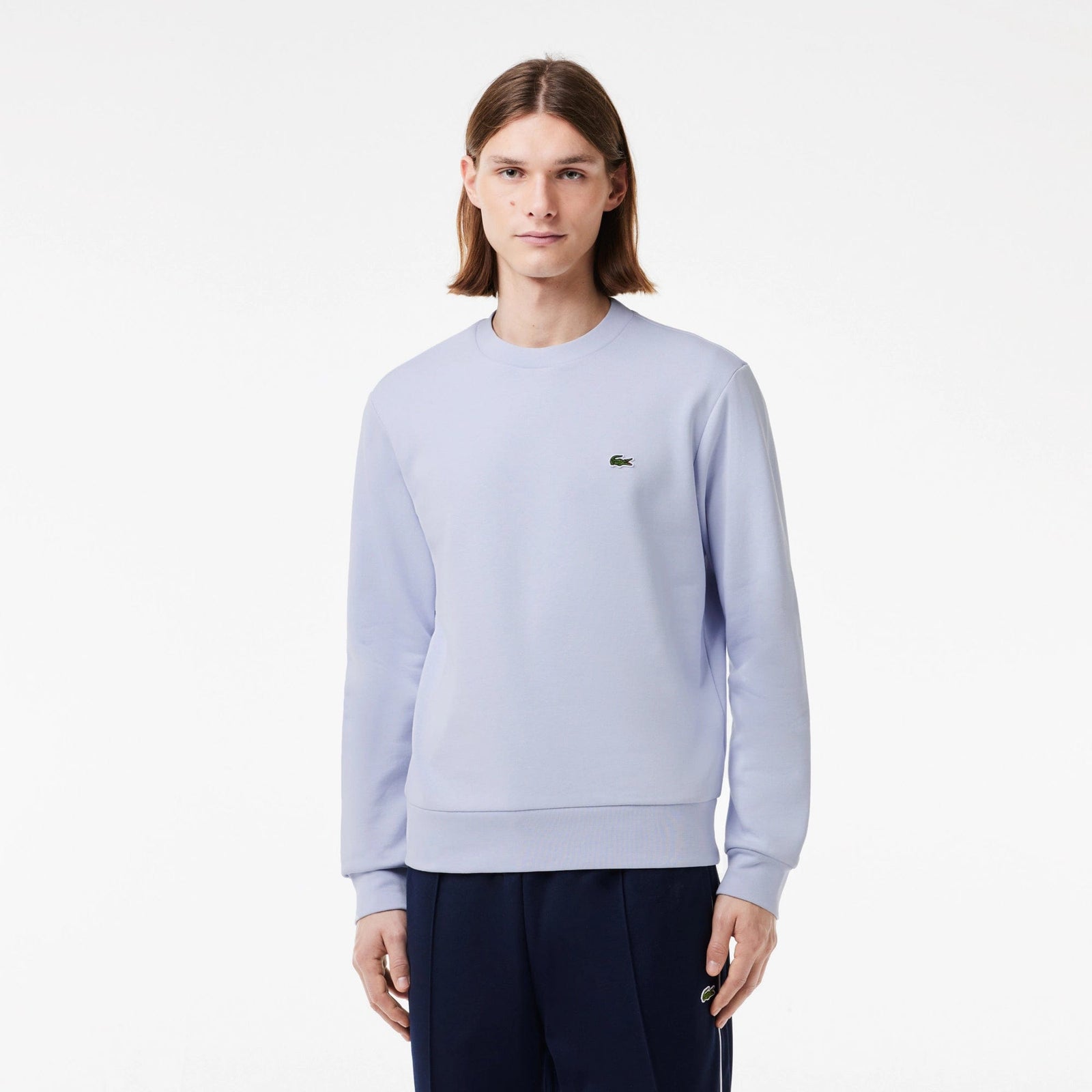 Lacoste Brushed Fleece Jogger Sweatshirt in Light Blue