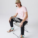 Lacoste Crew Neck Pima Cotton Jersey T-Shirt in Light Pink