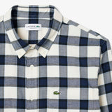 Lacose Regular Fit Plaid Check Flannel Shirt In White/Navy